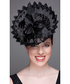 Designer hat Black Grimaldi by Louise Macdonald Milliner (Melbourne, Australia)