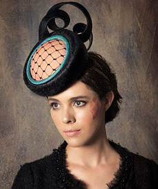 Louise Macdonald Milliner's 2014 collection for Hugo Boss (Melbourne, Australia) - designer hat Black and Peach Ambrosia Headpiece