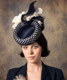 Louise Macdonald Milliner's 2014 collection for Hugo Boss (Melbourne, Australia) - designer hat Navy and White Ambrosia Headpiece