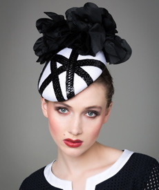 Louise Macdonald Milliner's 2014 collection for Hugo Boss (Melbourne, Australia) - designer hat Black and White Collette Beret