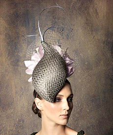 Louise Macdonald Milliner's 2014 collection for Hugo Boss (Melbourne, Australia) - designer hat Gabrielle with Lavender Flowers
