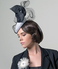 Louise Macdonald Milliner's 2014 collection for Hugo Boss (Melbourne, Australia) - designer hat Black and White 2-Toned Beret
