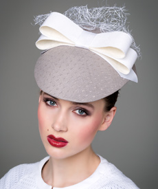 Designer hat Grey and White Visor by Louise Macdonald Milliner (Melbourne, Australia)