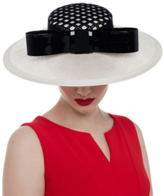 Louise Macdonald Milliner's 2015 Hugo Boss (Melbourne, Australia) - designer hat Bel Ombre in Black and Ivory