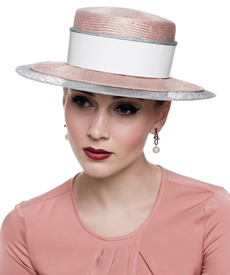 Designer hat Pink Boater by Louise Macdonald Milliner (Melbourne, Australia)
