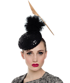 Louise Macdonald Milliner's 2015 Hugo Boss (Melbourne, Australia) - designer hat Black Sequin Headpiece