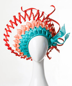 Melbourne miliner Louise Macdonald's hat displayed at the Boldly Different Millinery Exhibition at QV Melbourne