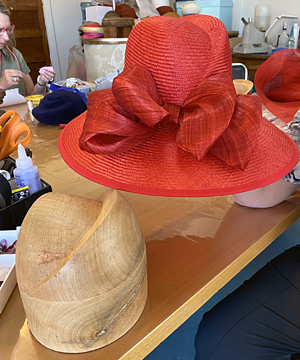 Students were back at Louise Macdonald's Melbourne studio to learn basic traditional millinery techniques and create hats of their own design (March 2022)