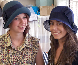 Cloche hats made by students during the Millinery Summer School in January 2016